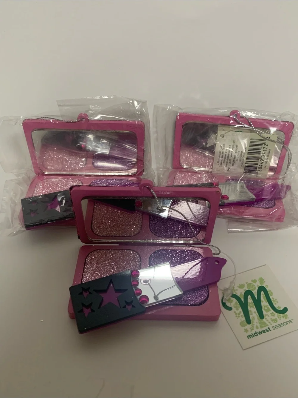 Pink & Purple Glitter Eyeshadow Compact with Mirror Ornament